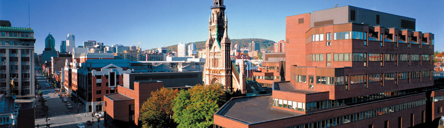 Pavillon de l'UQAM pris en hauteur